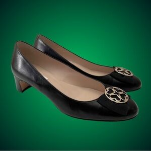 Black L.K. Bennett Robin kid leather low pumps sz 39